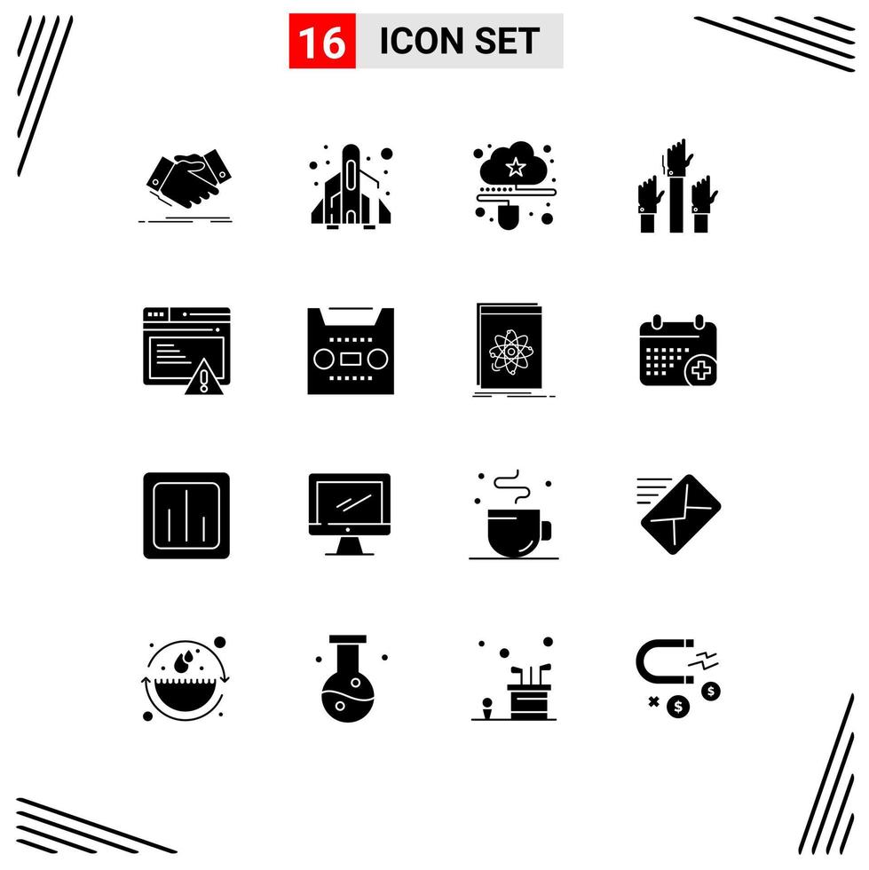 Pictogram Set of 16 Simple Solid Glyphs of employee business play aspiration mouse Editable Vector Design Elements