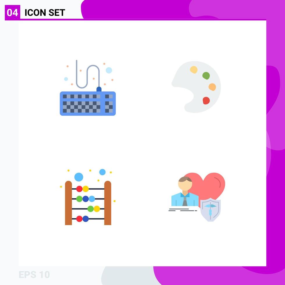 4 User Interface Flat Icon Pack of modern Signs and Symbols of attach education tools tools insurance Editable Vector Design Elements