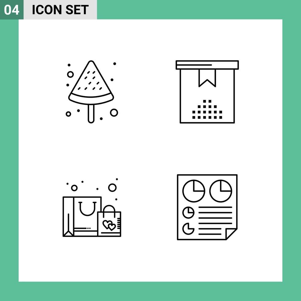 4 Creative Icons Modern Signs and Symbols of pizza shopping celebration present data Editable Vector Design Elements