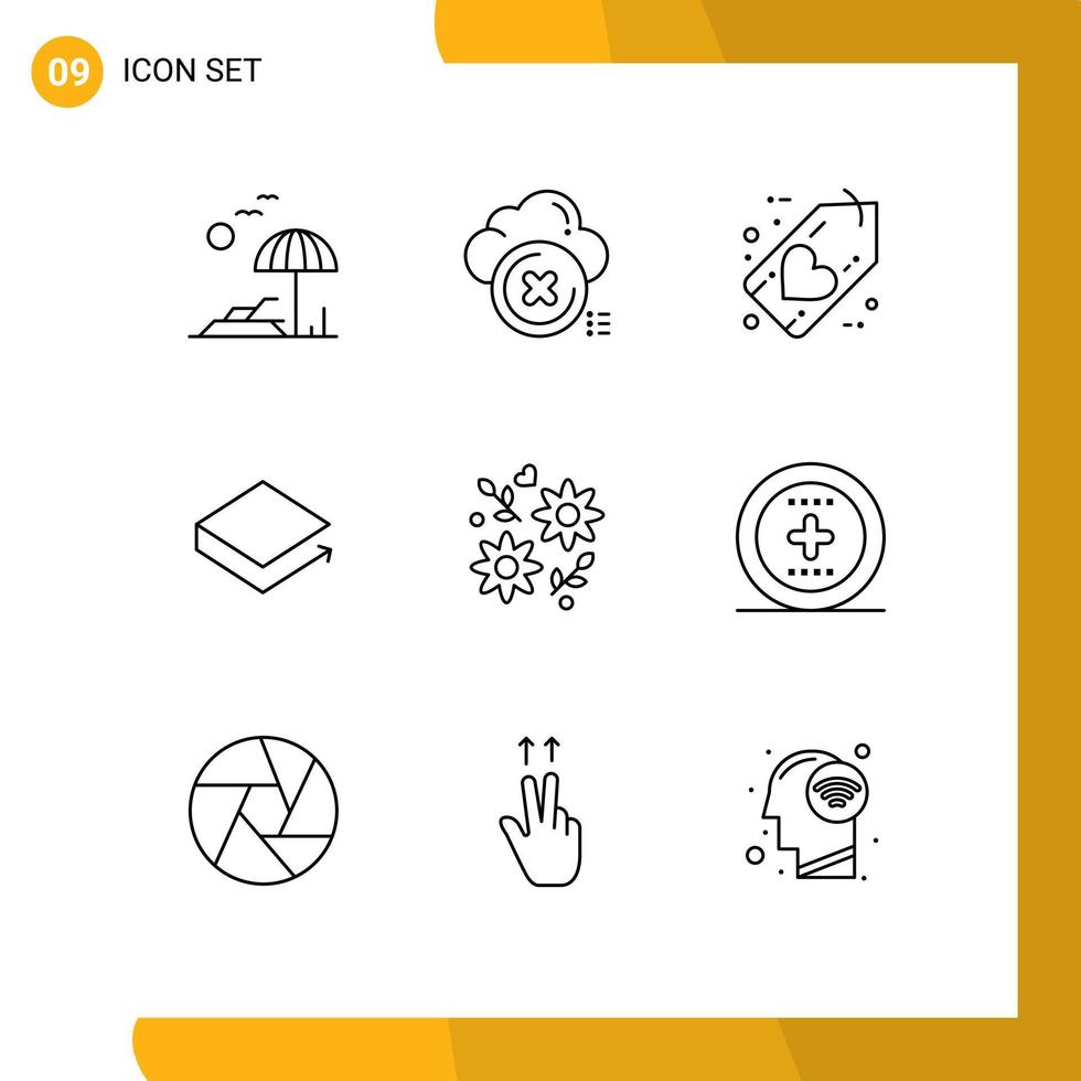 Set of 9 Vector Outlines on Grid for lbry credits crypto cross coin heart Editable Vector Design Elements