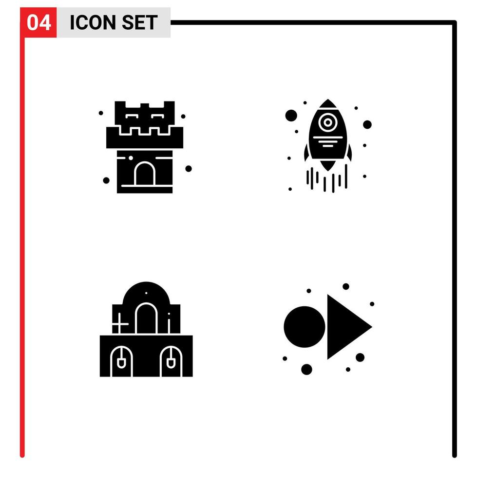 Stock Vector Icon Pack of 4 Line Signs and Symbols for beach easter launch building forward Editable Vector Design Elements