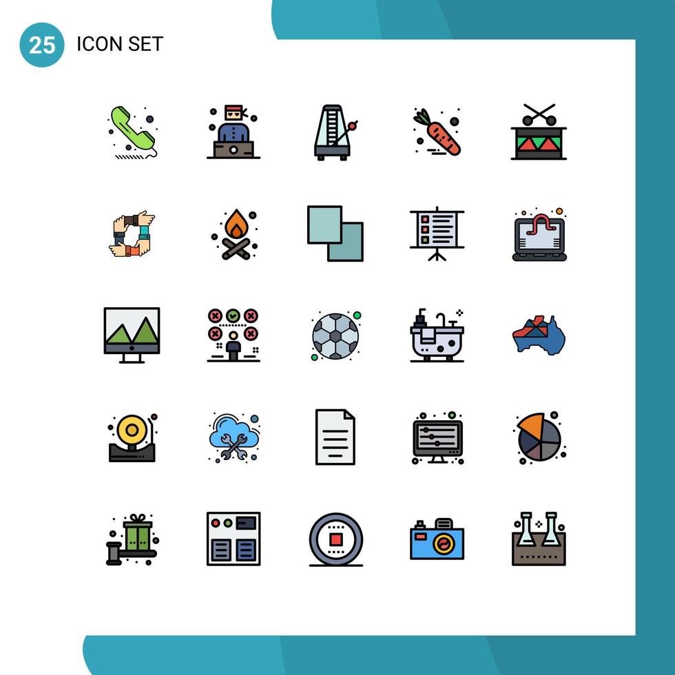 Set of 25 Modern UI Icons Symbols Signs for christmas food thief carrot music Editable Vector Design Elements