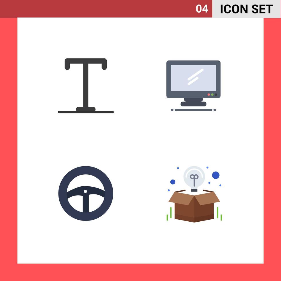 Stock Vector Icon Pack of 4 Line Signs and Symbols for bold steering computer imac box Editable Vector Design Elements