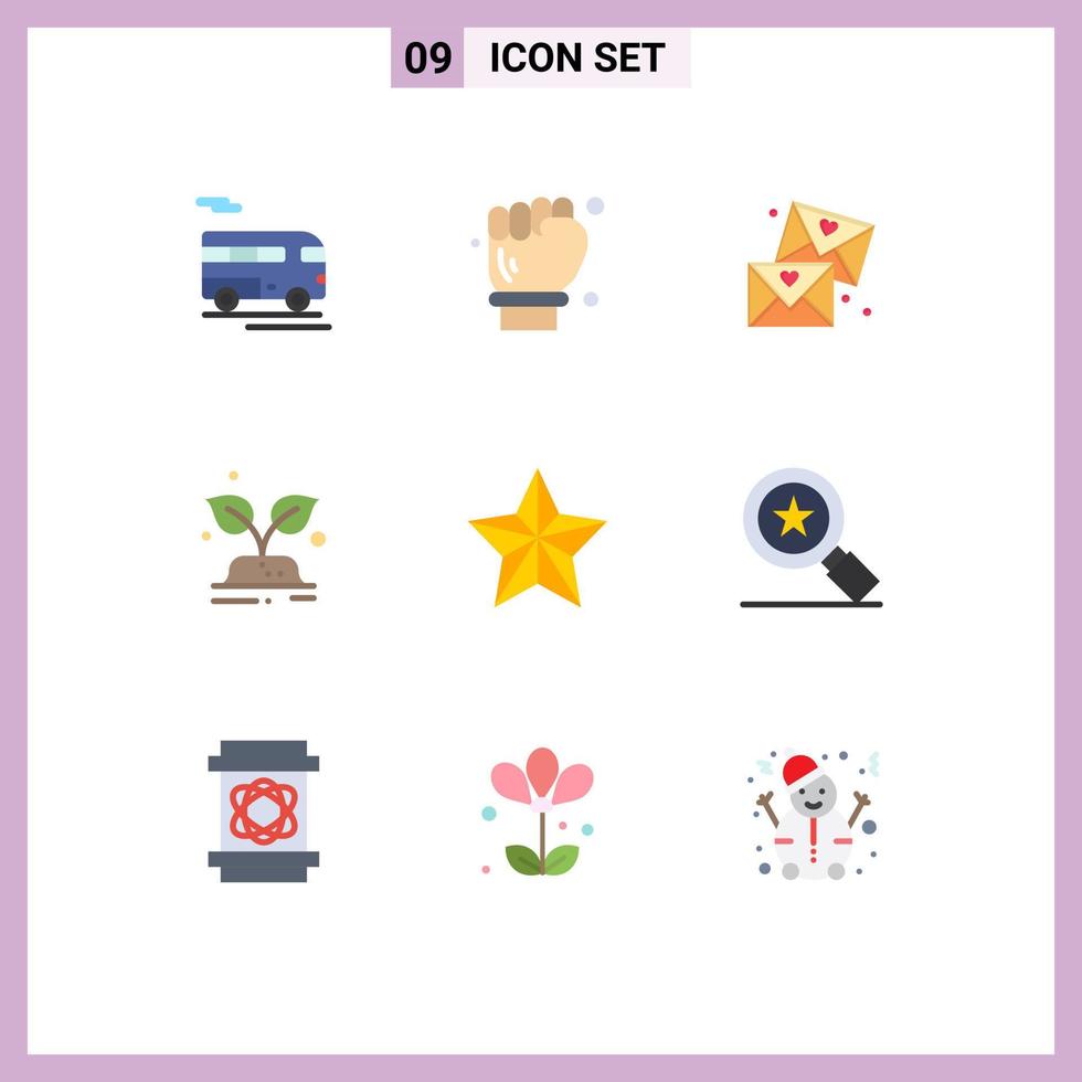 Flat Color Pack of 9 Universal Symbols of festival save email world green Editable Vector Design Elements