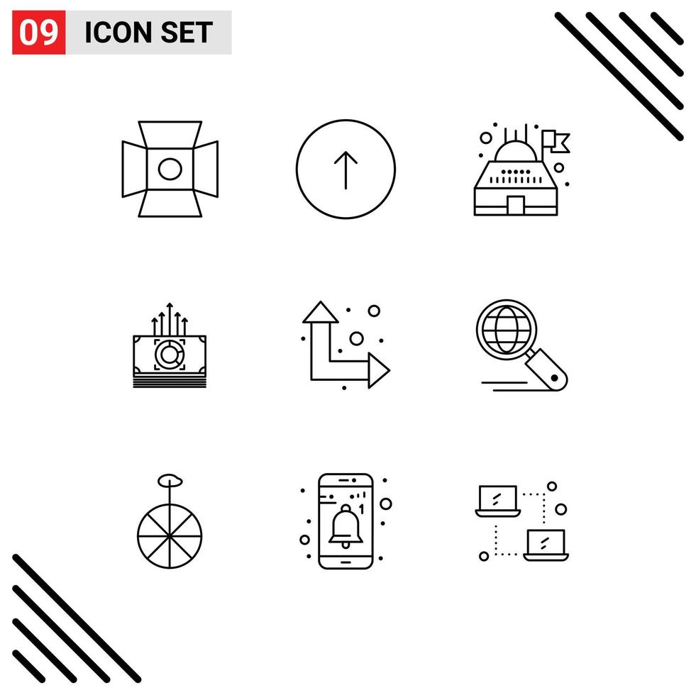 Pictogram Set of 9 Simple Outlines of arrows transfer web bucks money Editable Vector Design Elements