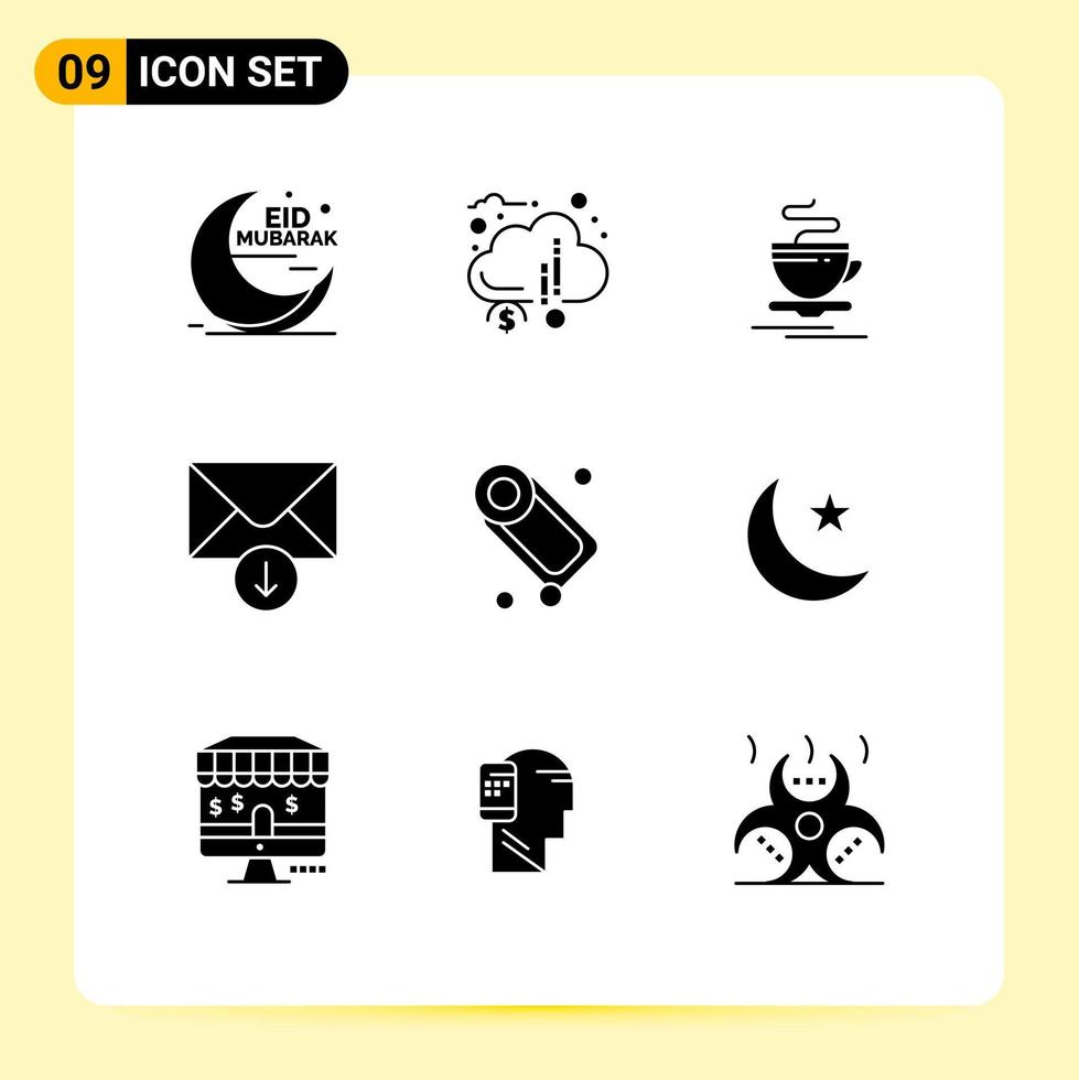 Stock Vector Icon Pack of 9 Line Signs and Symbols for bathroom message financial mail hot Editable Vector Design Elements