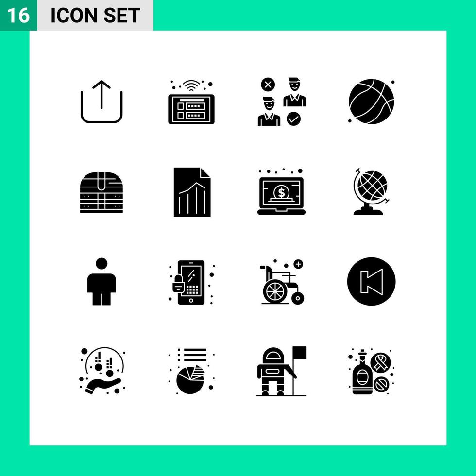 Universal Icon Symbols Group of 16 Modern Solid Glyphs of box father group dad cancel Editable Vector Design Elements