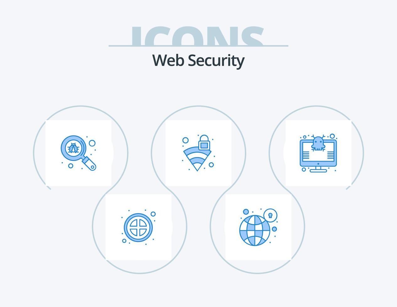 web seguridad azul icono paquete 5 5 icono diseño. proteccion. señal. seguridad. seguridad. error vector