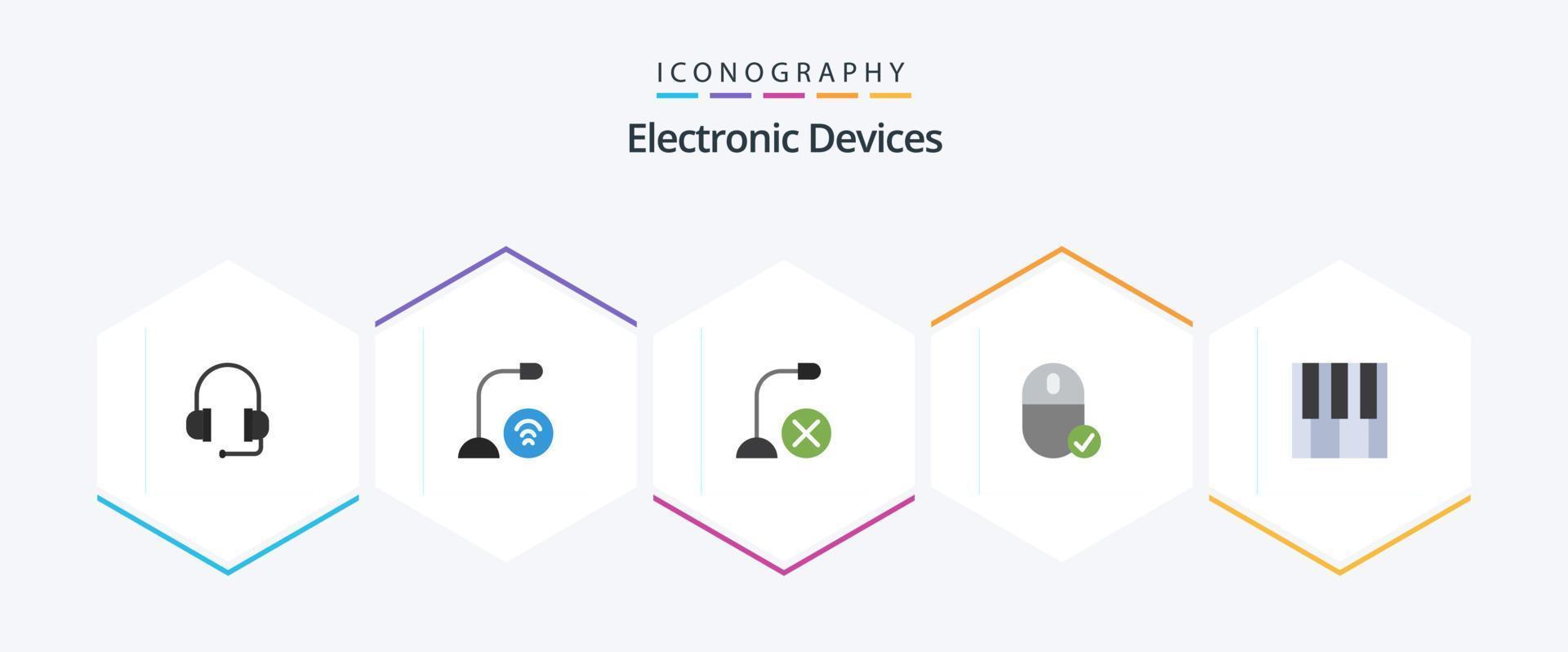 dispositivos 25 plano icono paquete incluso . piano. ordenadores. música. hardware vector