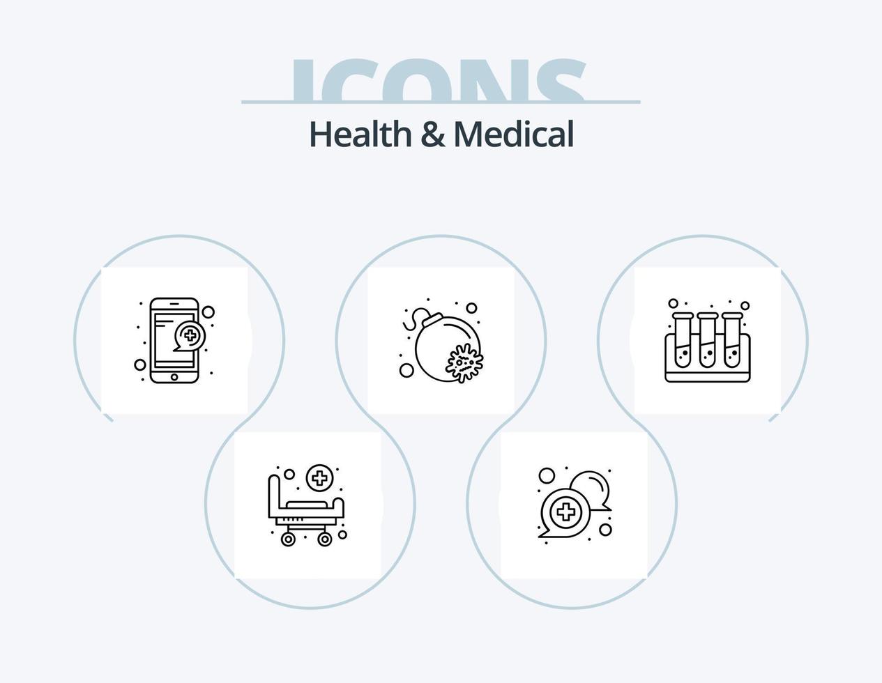 Health And Medical Line Icon Pack 5 Icon Design. life. care. online. beat. dental vector