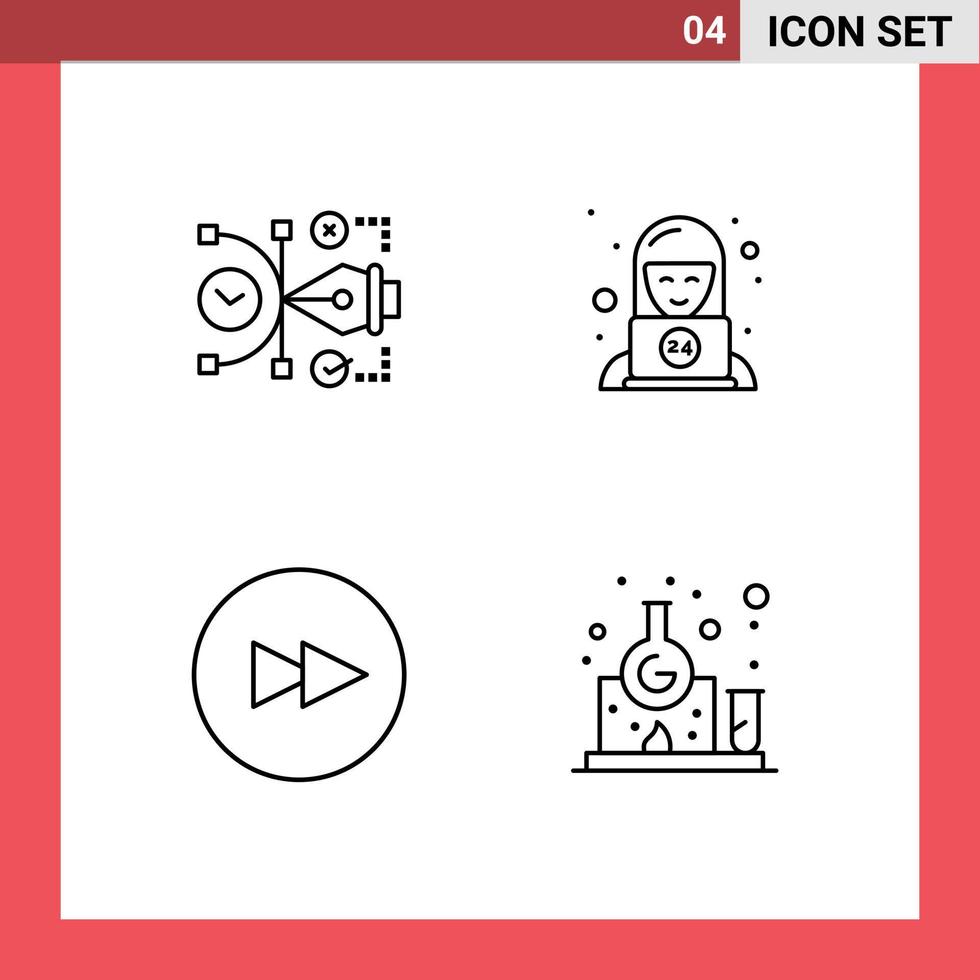 Group of 4 Filledline Flat Colors Signs and Symbols for file circle digital support next Editable Vector Design Elements