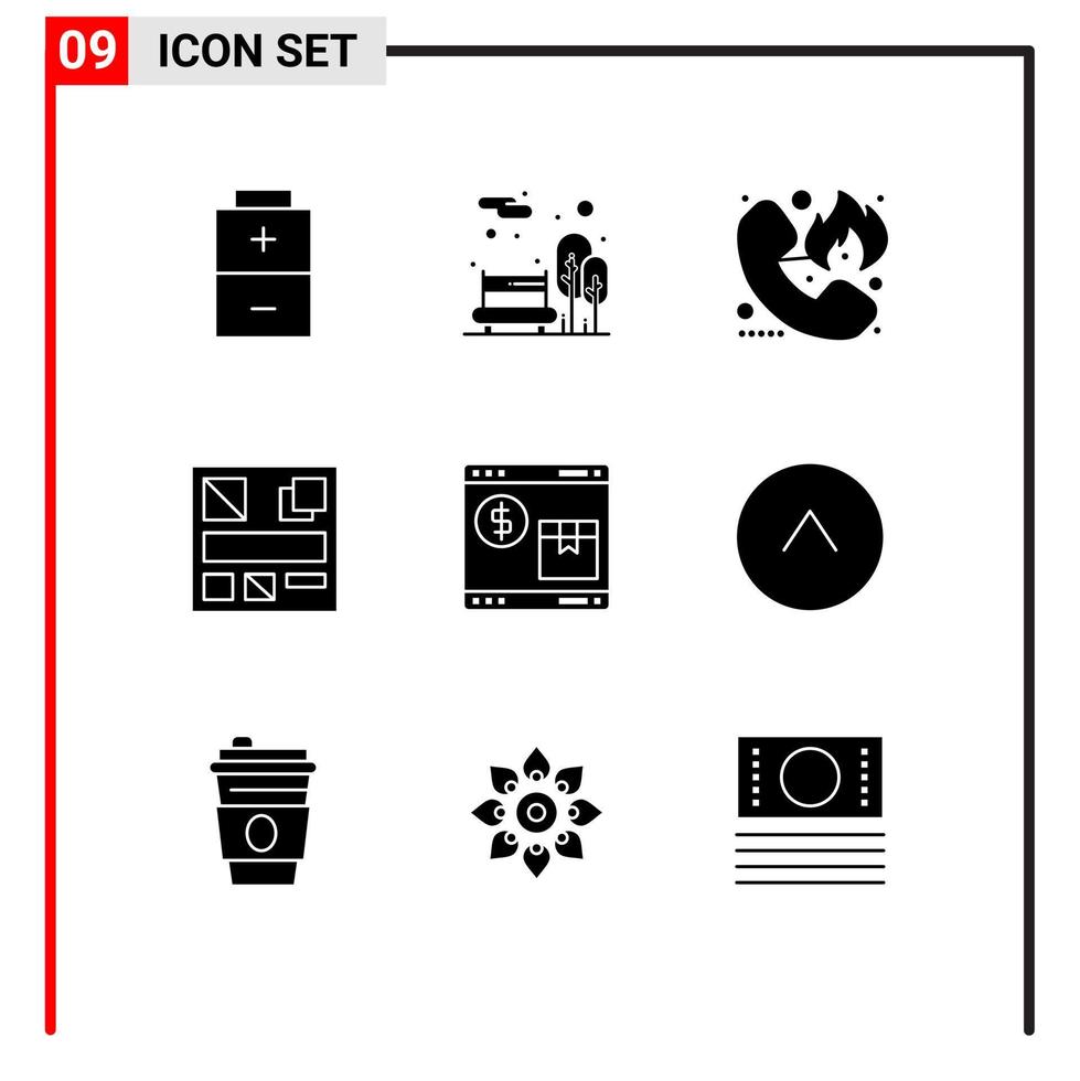 Modern Set of 9 Solid Glyphs and symbols such as shop internet emergency web design Editable Vector Design Elements