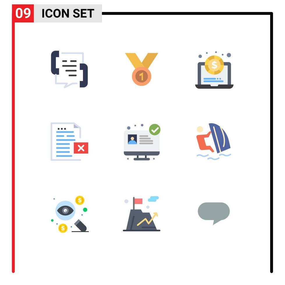 9 Universal Flat Colors Set for Web and Mobile Applications document data leader money dollar Editable Vector Design Elements