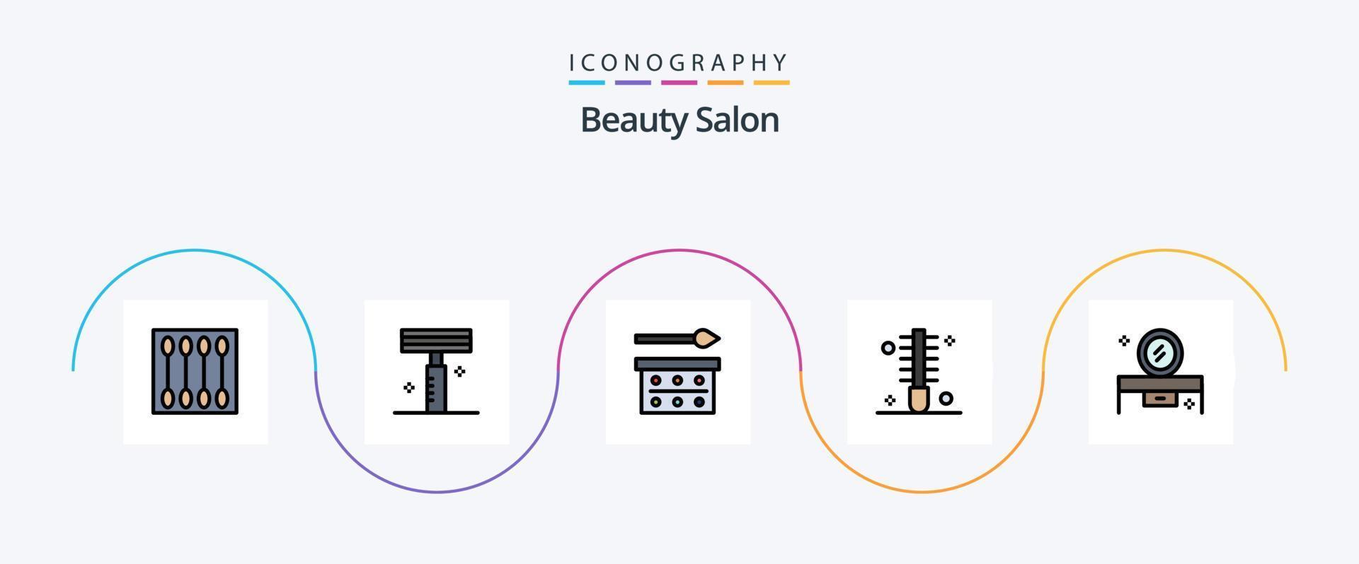 Beauty Salon Line Filled Flat 5 Icon Pack Including hair. curly. salon. beauty. eye shadow vector