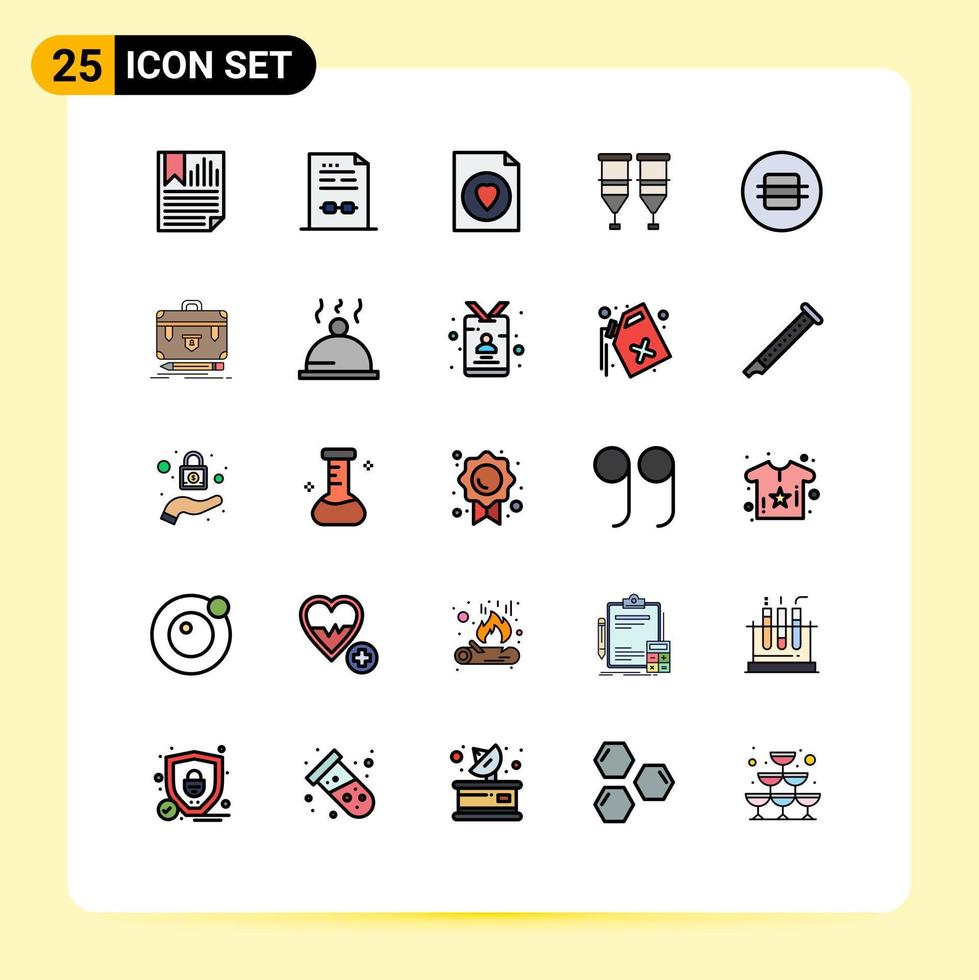 25 Universal Filled line Flat Colors Set for Web and Mobile Applications transfusion medical contract healthcare file Editable Vector Design Elements