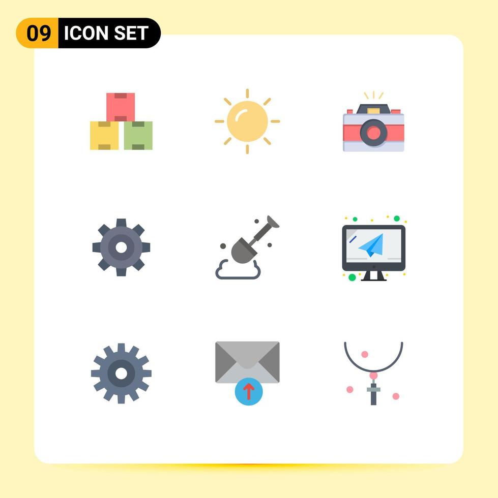 Universal Icon Symbols Group of 9 Modern Flat Colors of shovel universal image setting general Editable Vector Design Elements