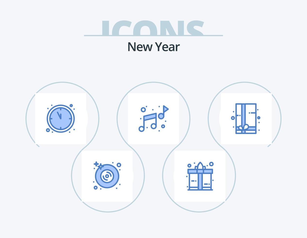 nuevo año azul icono paquete 5 5 icono diseño. . regalo caja. cuenta regresiva. presente. sonido vector