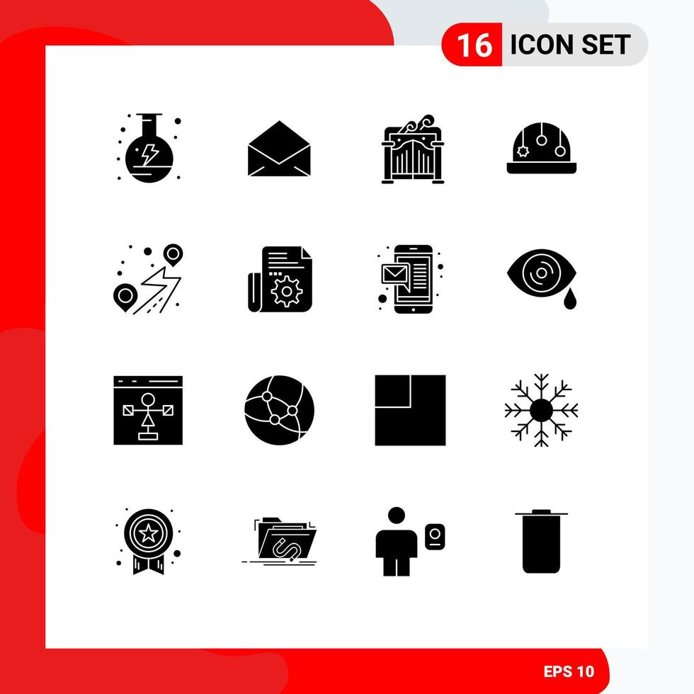 16 Thematic Vector Solid Glyphs and Editable Symbols of road pin gate location playpen Editable Vector Design Elements