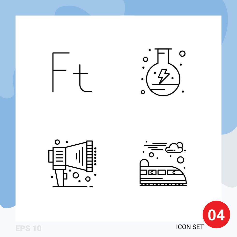 Modern Set of 4 Filledline Flat Colors and symbols such as currency megaphone hungary power electric Editable Vector Design Elements