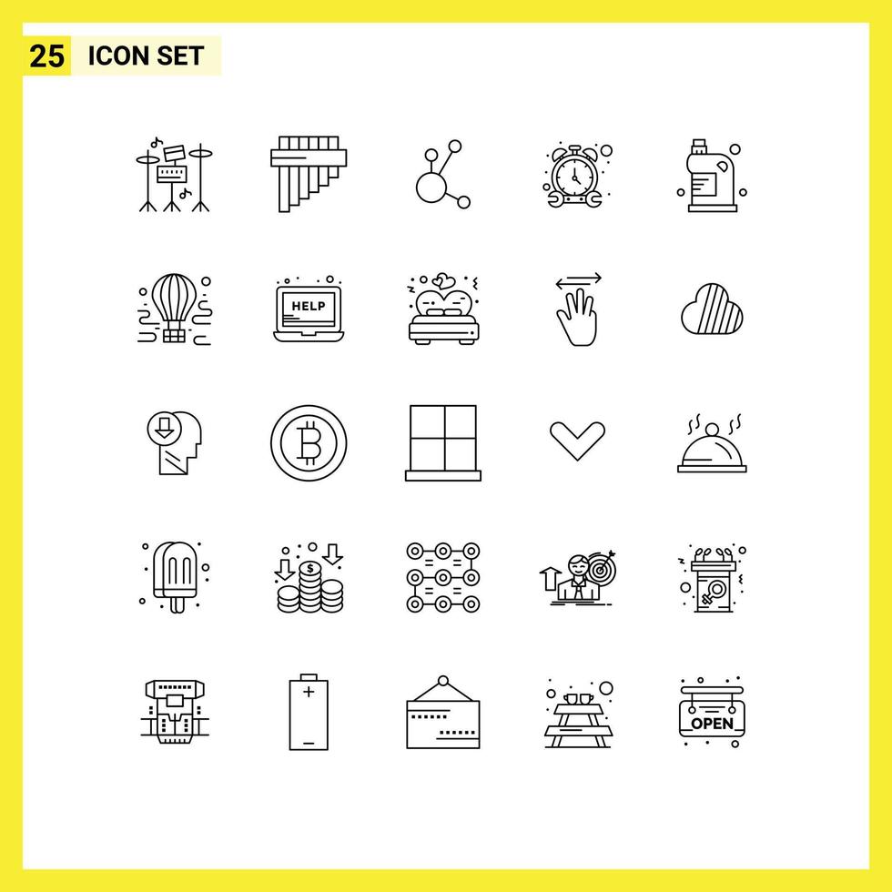Pack of 25 creative Lines of fluid cleaning crypto clean watch Editable Vector Design Elements