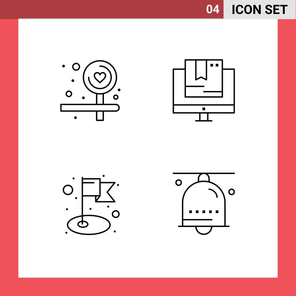 Pack of 4 Modern Filledline Flat Colors Signs and Symbols for Web Print Media such as board flag commerce shop alarm Editable Vector Design Elements