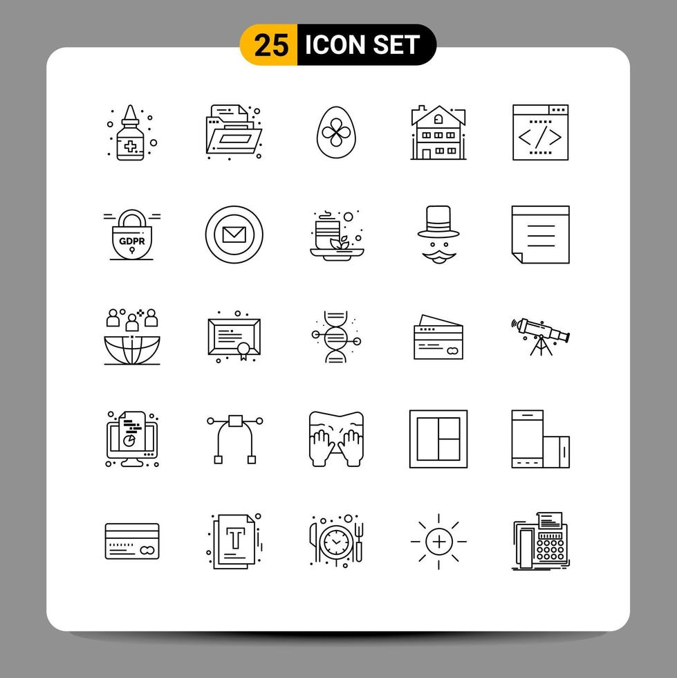 Pictogram Set of 25 Simple Lines of interface search engine engine easter home apartment Editable Vector Design Elements