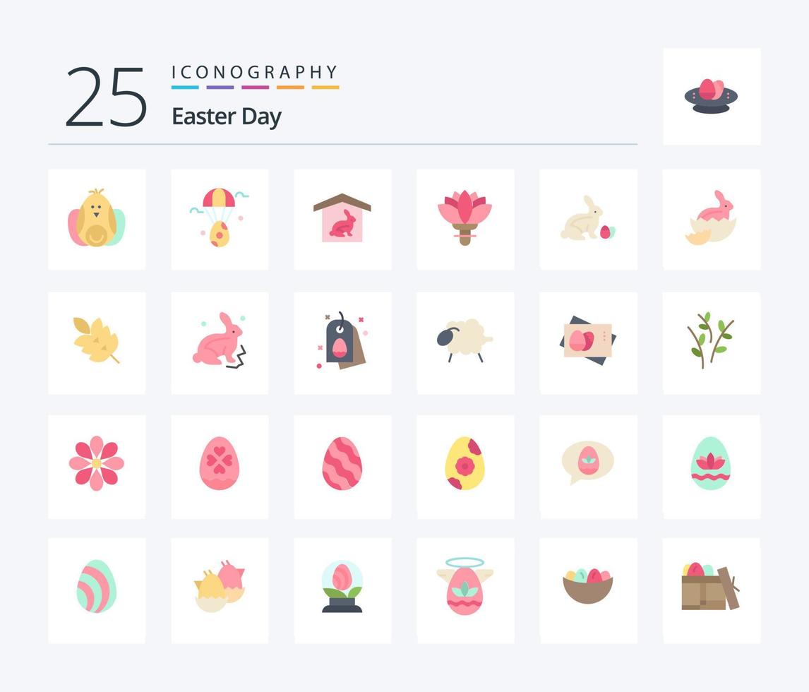 Easter 25 Flat Color icon pack including easter. spring. house. rose. flower vector