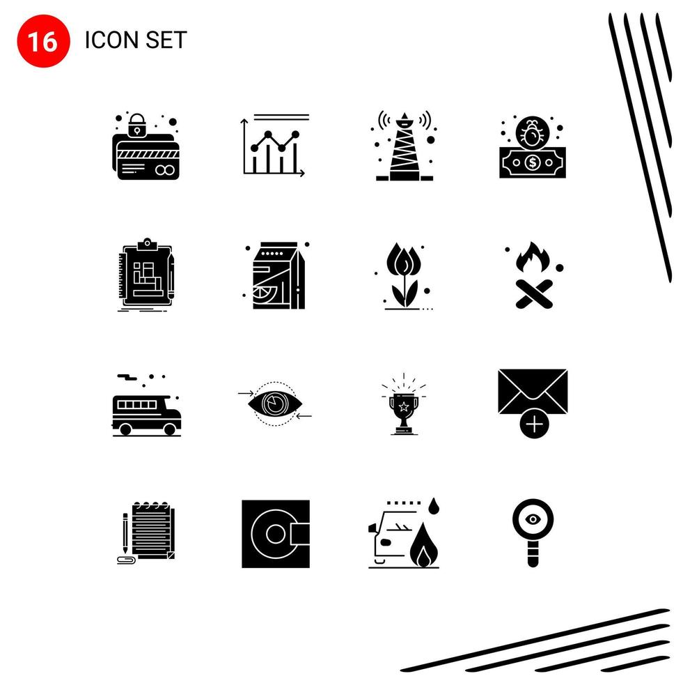 16 Creative Icons Modern Signs and Symbols of algorithm payment growth dollar tower Editable Vector Design Elements