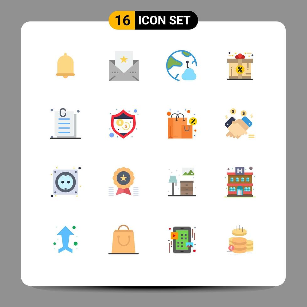 Set of 16 Modern UI Icons Symbols Signs for interface gift connect discount bonus Editable Pack of Creative Vector Design Elements
