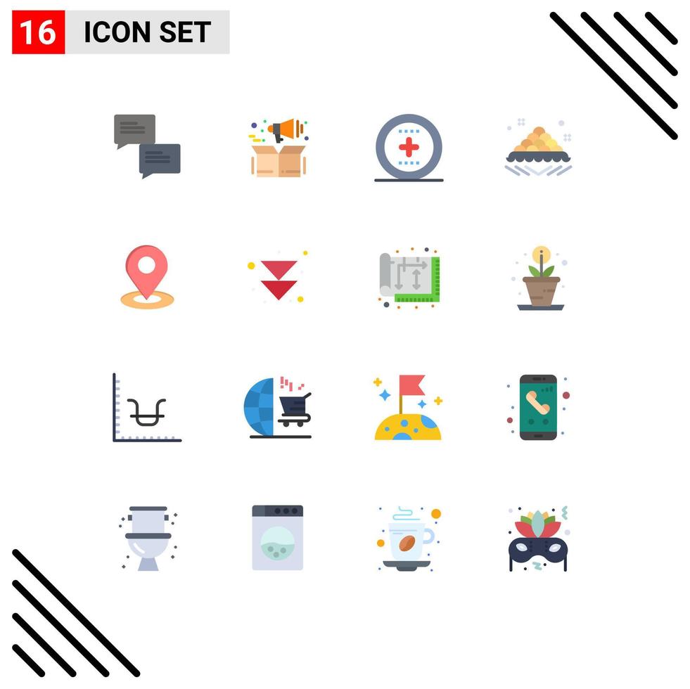 16 Creative Icons Modern Signs and Symbols of map delicious media open dish Editable Pack of Creative Vector Design Elements