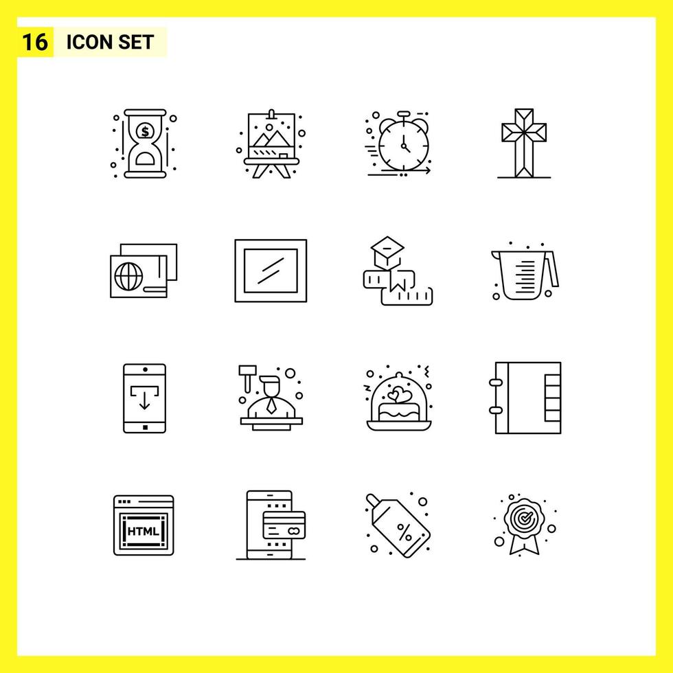 Set of 16 Commercial Outlines pack for identity cross product christian management Editable Vector Design Elements