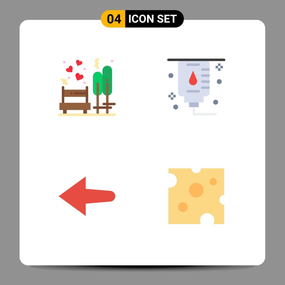 4 Universal Flat Icon Signs Symbols of love left park hospital drink Editable Vector Design Elements