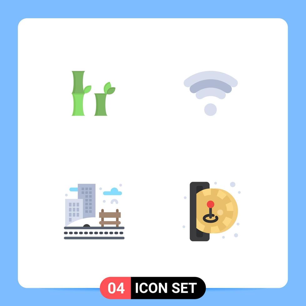 Modern Set of 4 Flat Icons and symbols such as bamboo park technology city fun Editable Vector Design Elements