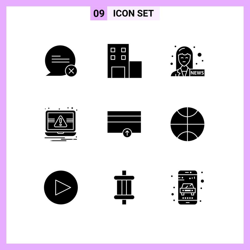 Set of 9 Modern UI Icons Symbols Signs for up money journalist finance notification Editable Vector Design Elements