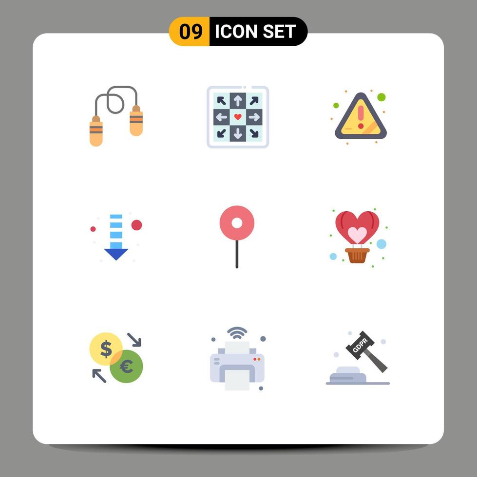 Universal Icon Symbols Group of 9 Modern Flat Colors of air maps warning location direction Editable Vector Design Elements