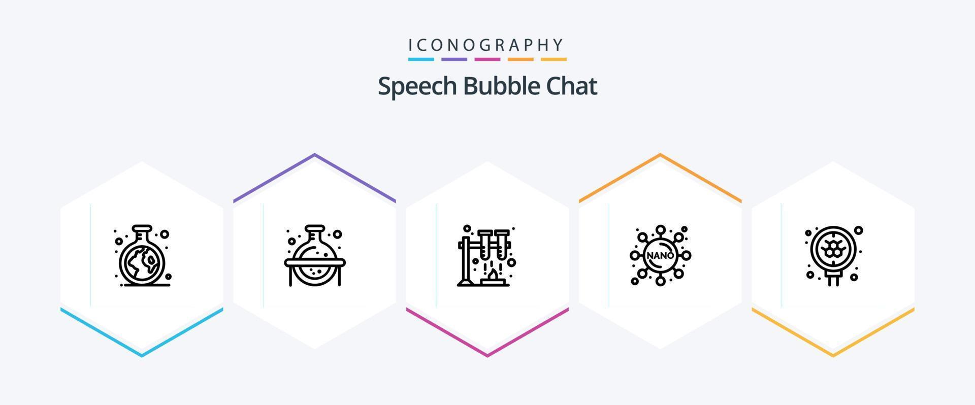 Chat 25 Line icon pack including search. molecule. chemistry. atom. experiment vector