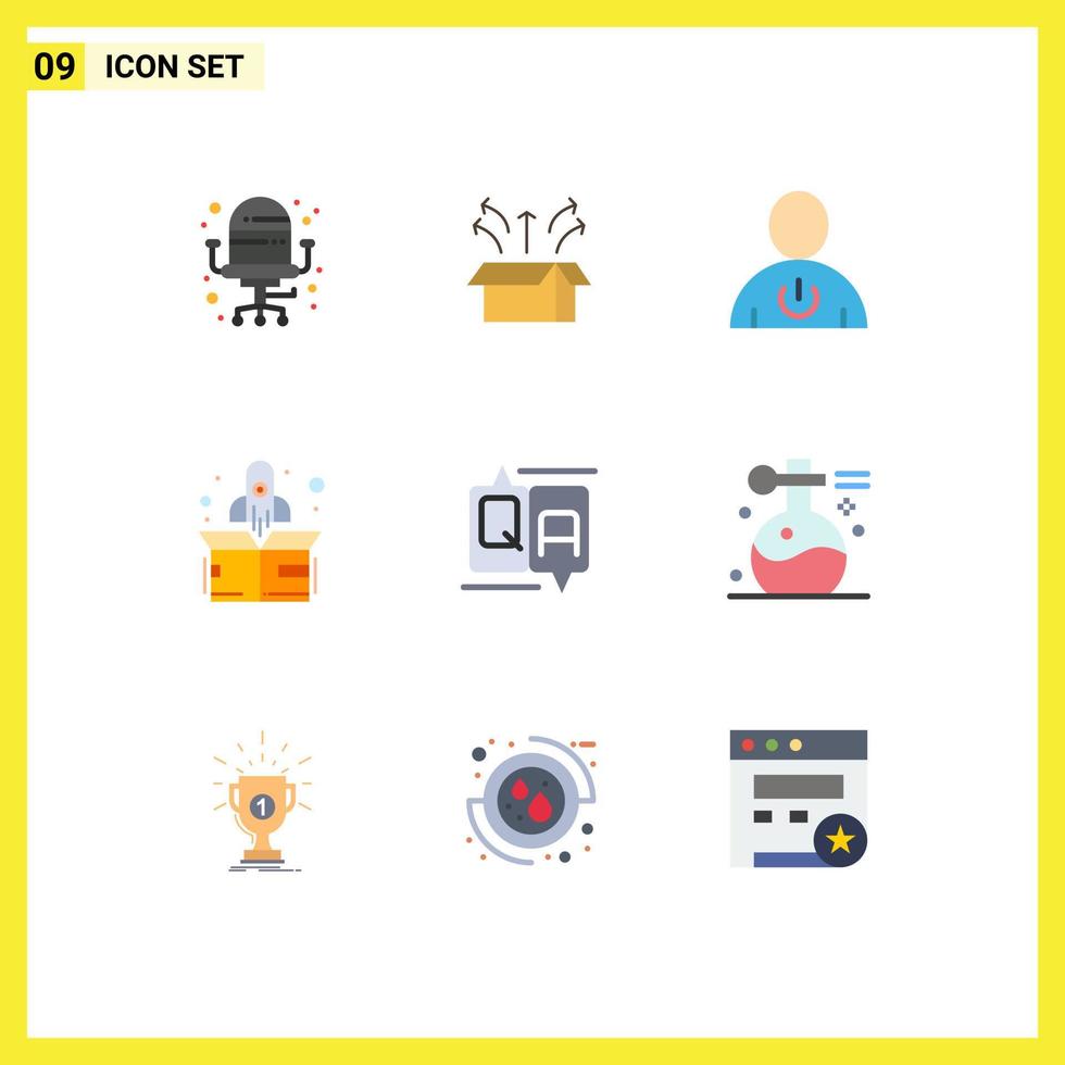 User Interface Pack of 9 Basic Flat Colors of comment up avatar start standby Editable Vector Design Elements