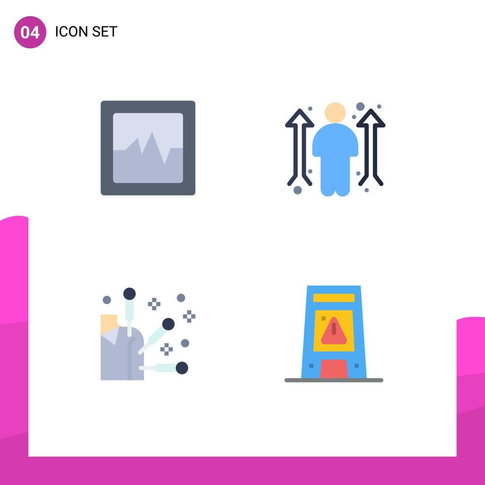 Set of 4 Vector Flat Icons on Grid for analytics floor career acupuncture signaling Editable Vector Design Elements