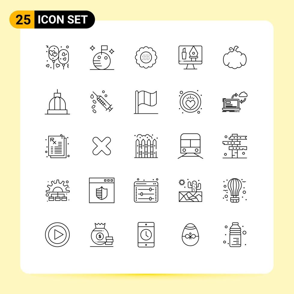 25 Universal Lines Set for Web and Mobile Applications cucurbit crop flora editing spring Editable Vector Design Elements