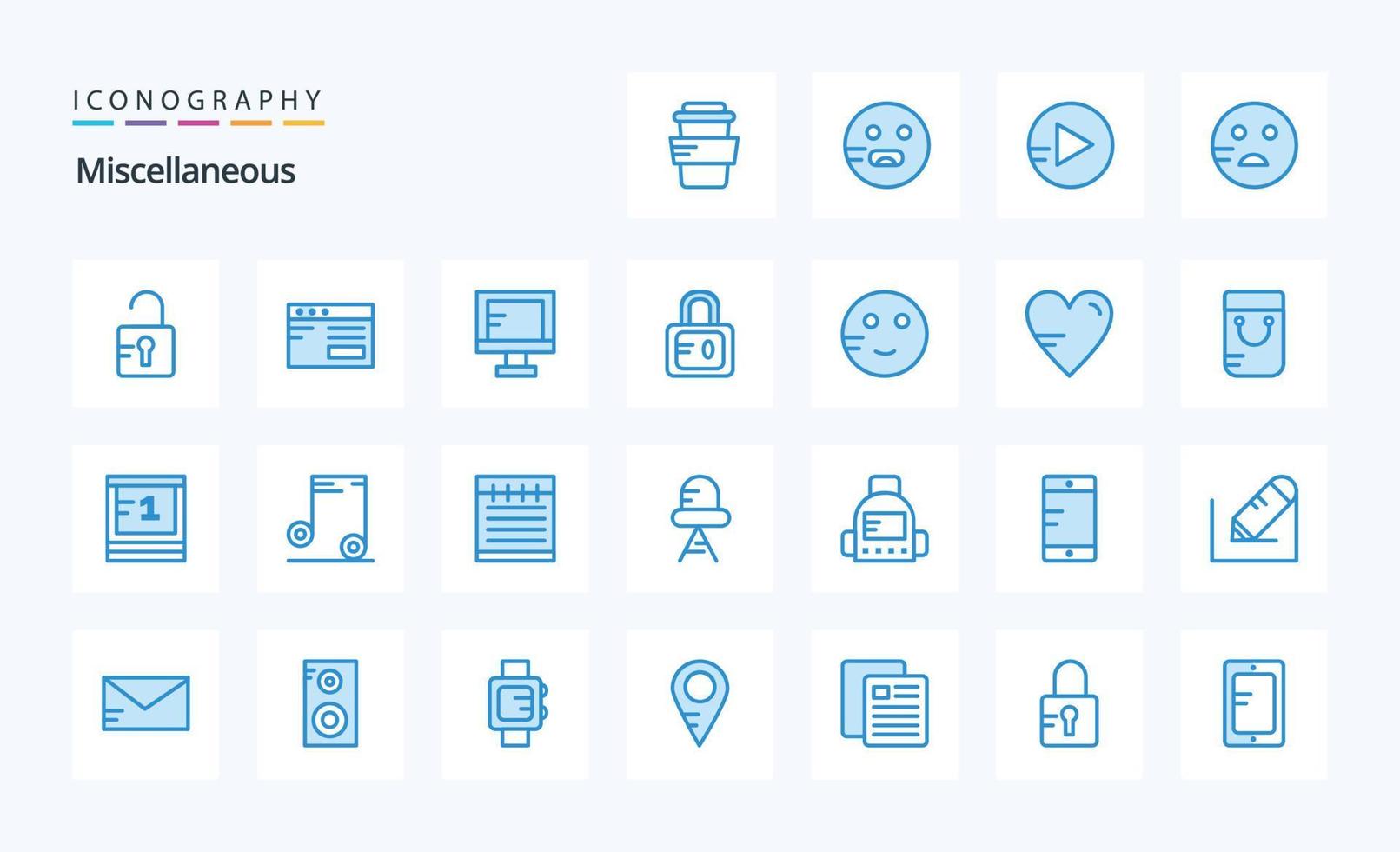 25 Miscellaneous Blue icon pack vector