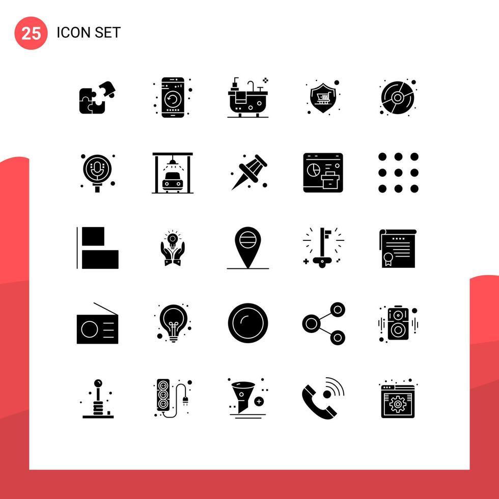 Stock Vector Icon Pack of 25 Line Signs and Symbols for store shop mobile buy bath Editable Vector Design Elements