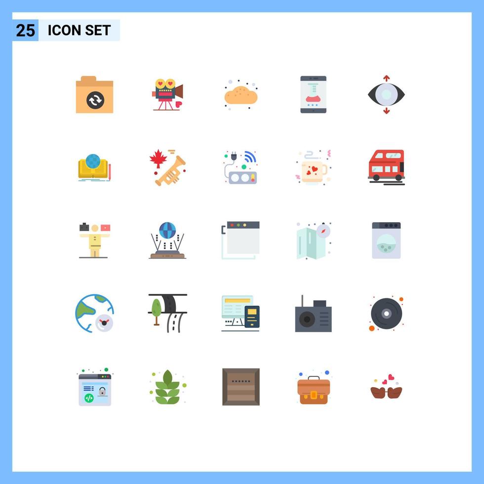 Pack of 25 Modern Flat Colors Signs and Symbols for Web Print Media such as eye smart lab bakery online laboratory lab app Editable Vector Design Elements