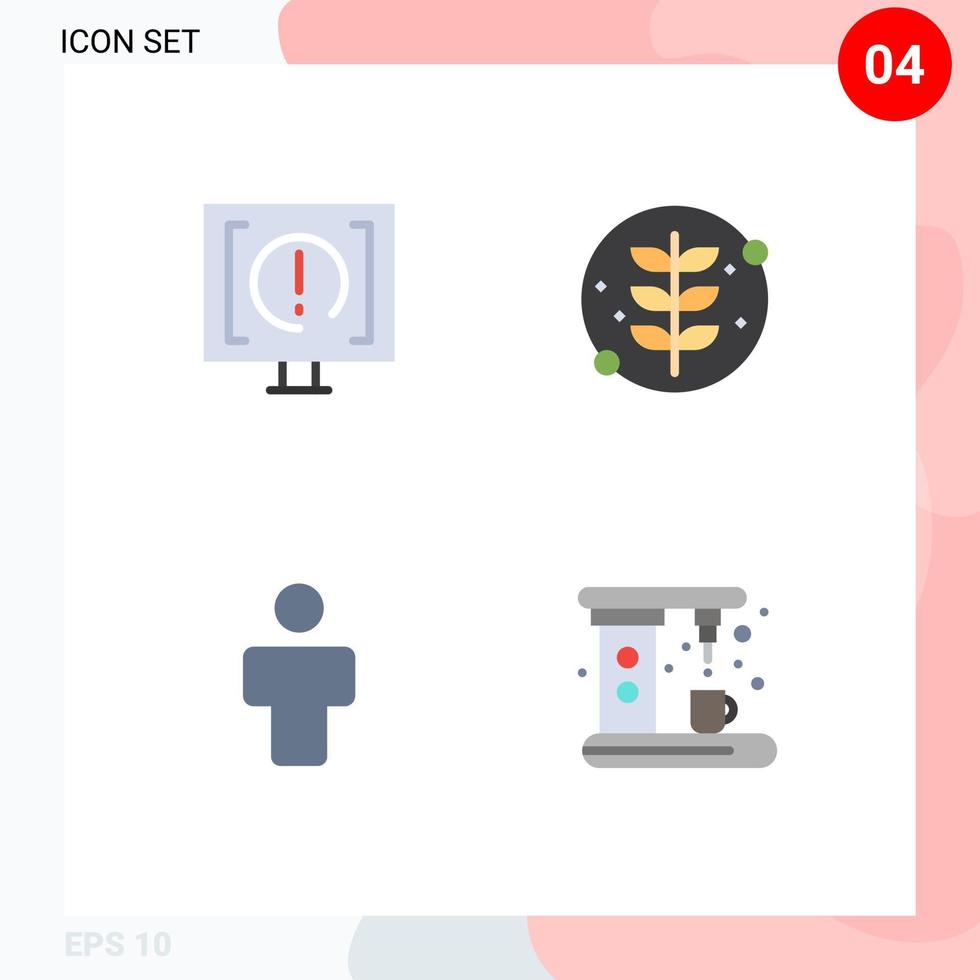 4 Universal Flat Icons Set for Web and Mobile Applications contact avatar service leaf people Editable Vector Design Elements