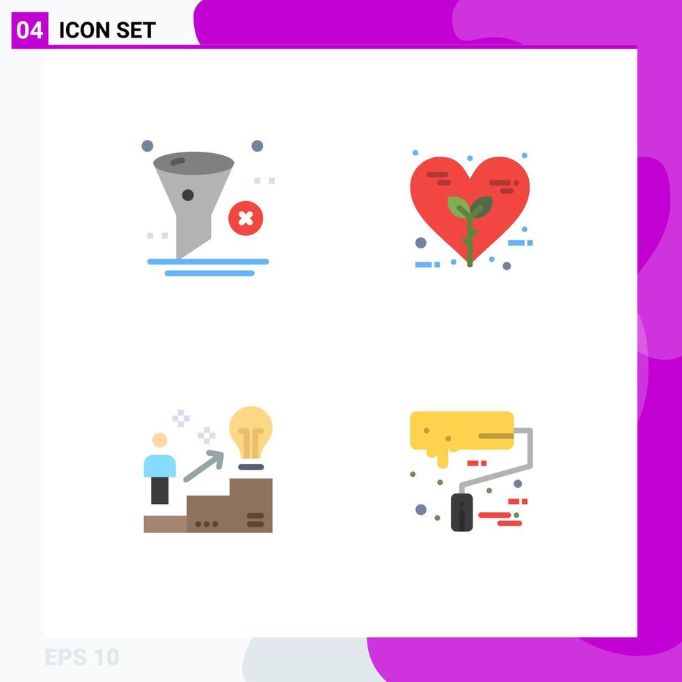 4 Universal Flat Icons Set for Web and Mobile Applications delete nature remove eco success Editable Vector Design Elements