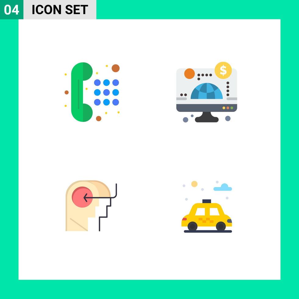 4 Universal Flat Icons Set for Web and Mobile Applications communication teaching dial pad business mind Editable Vector Design Elements