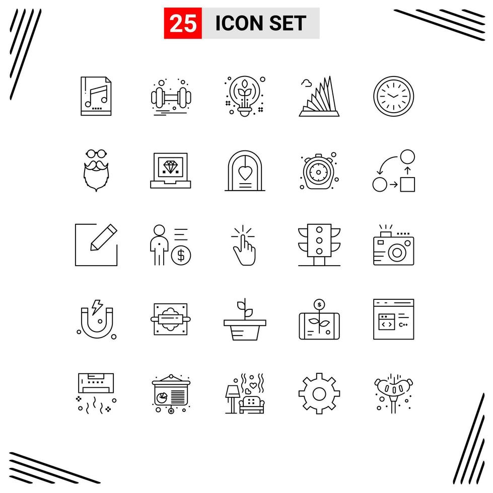 Group of 25 Modern Lines Set for clock landmark creative estate building Editable Vector Design Elements