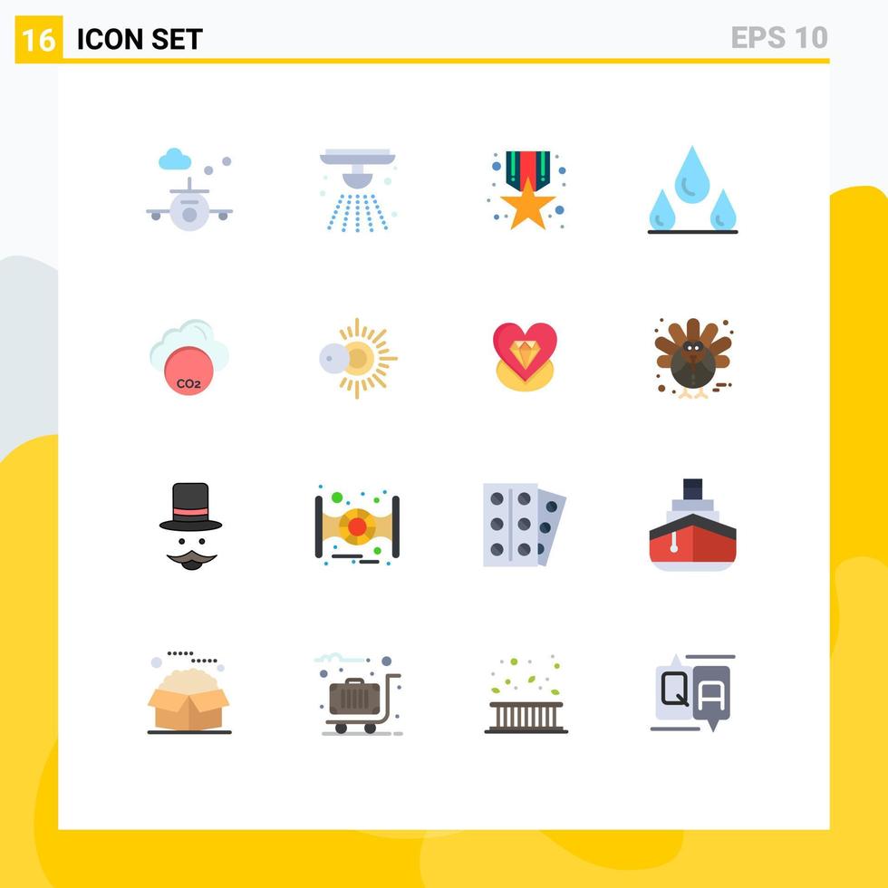 Universal Icon Symbols Group of 16 Modern Flat Colors of co invironmental award wet drops Editable Pack of Creative Vector Design Elements