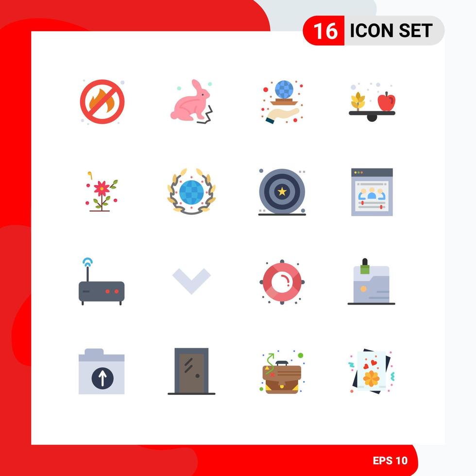 Modern Set of 16 Flat Colors and symbols such as love vegetable grid health apple Editable Pack of Creative Vector Design Elements