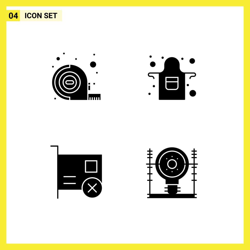 Stock Vector Icon Pack of 4 Line Signs and Symbols for measuring hardware apron card define Editable Vector Design Elements