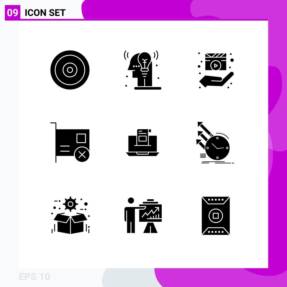 9 Thematic Vector Solid Glyphs and Editable Symbols of pci devices director computers movie Editable Vector Design Elements